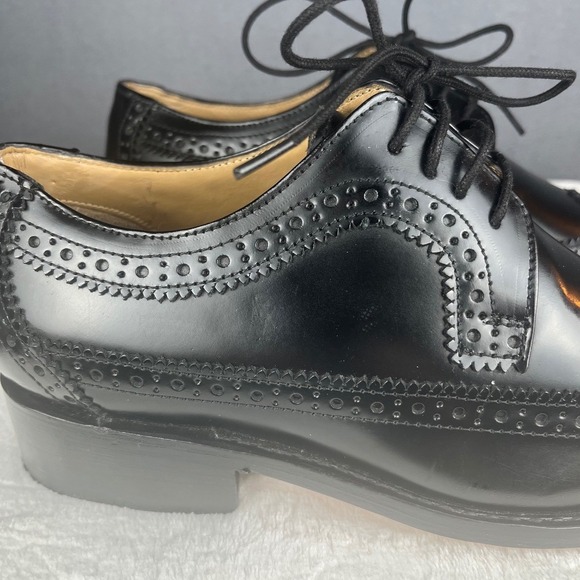 Anthony Veer Handcrafted Black Leather Wingtip Oxford Dress Shoes - Picture 2 of 8